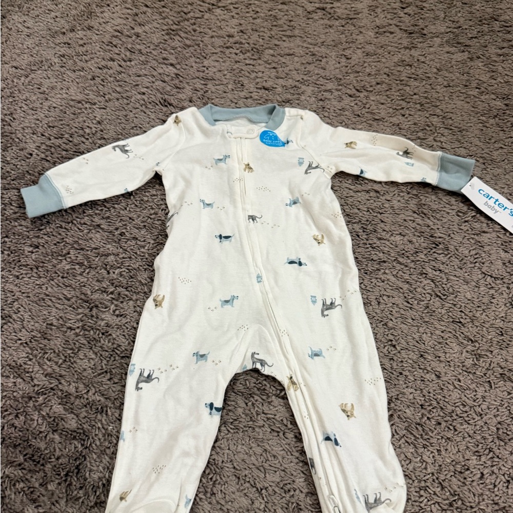 Burt's Bees Baby Cream and Blue Footie